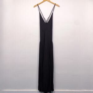 Free People Beach Linen Blend Criss Cross Maxi Dress Black Small